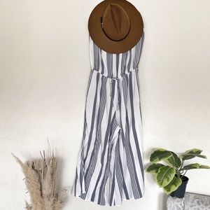 💙🤍ELAN Stripe Cover-up Jumpsuit Lightweight Wide leg Romper💙🤍 Size L